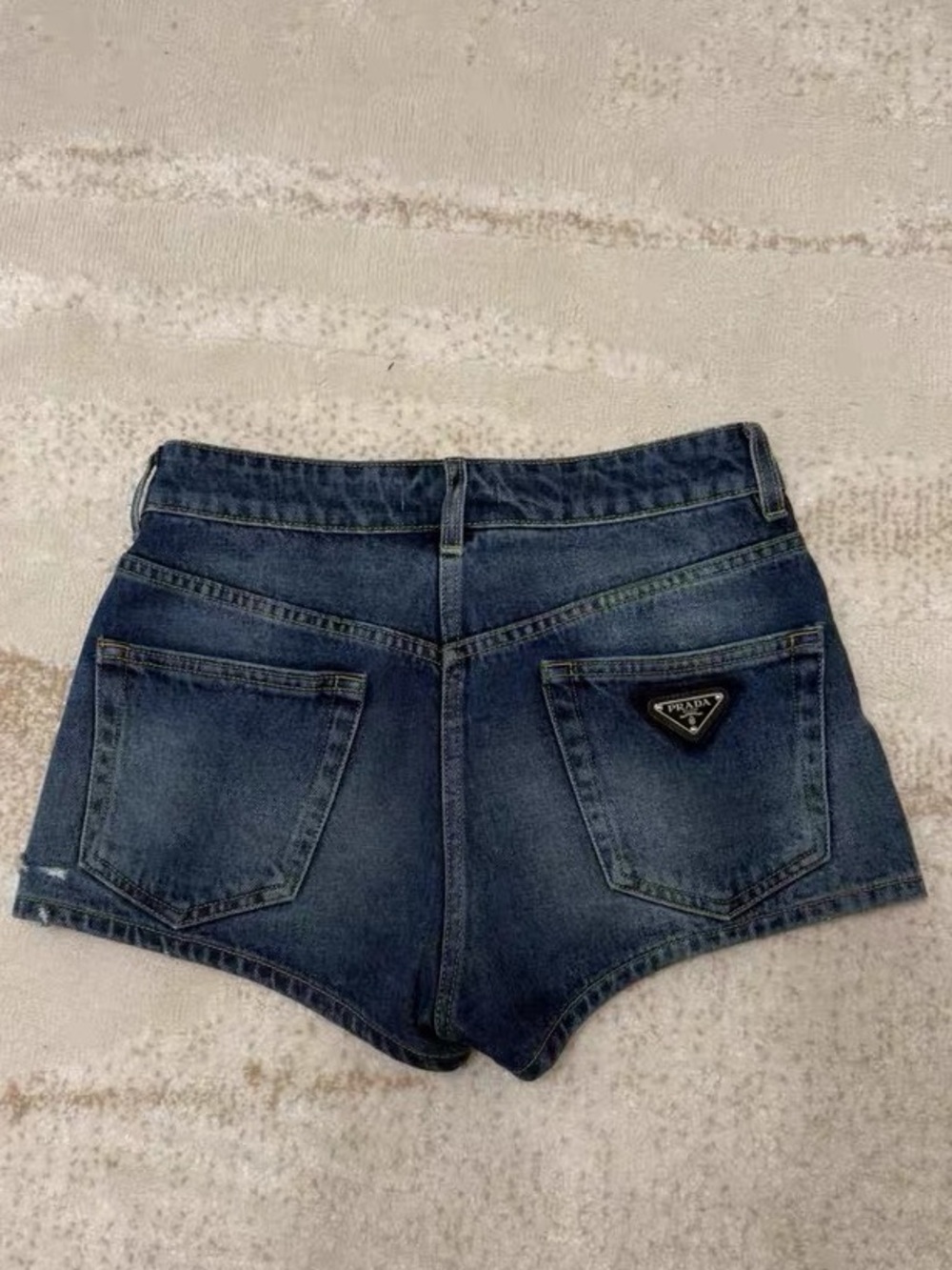 Prada Indigo Denim Short-Length High-Rise Shorts